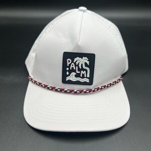 Men’s Palm Golf hat San O SnapBack cap. White, black and red. OS  Retail for $45